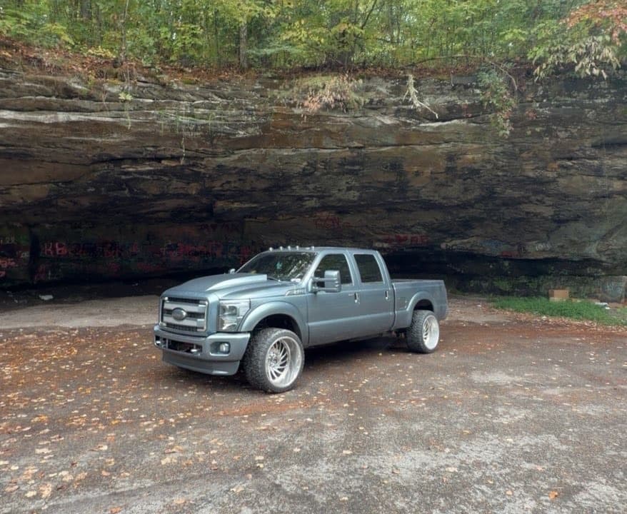 Custom lifted Ford F-250 built by TP Customs LLC in Saint Paris, Ohio